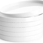 Porcelain Flat Dessert Plates Set of 6-7.8 Inch Salad Plates for Kitchen, Small Appetizer, Small Dish Set, Microwave & Dishwasher Safe, Scratch Resistant - Elegant White Glaze