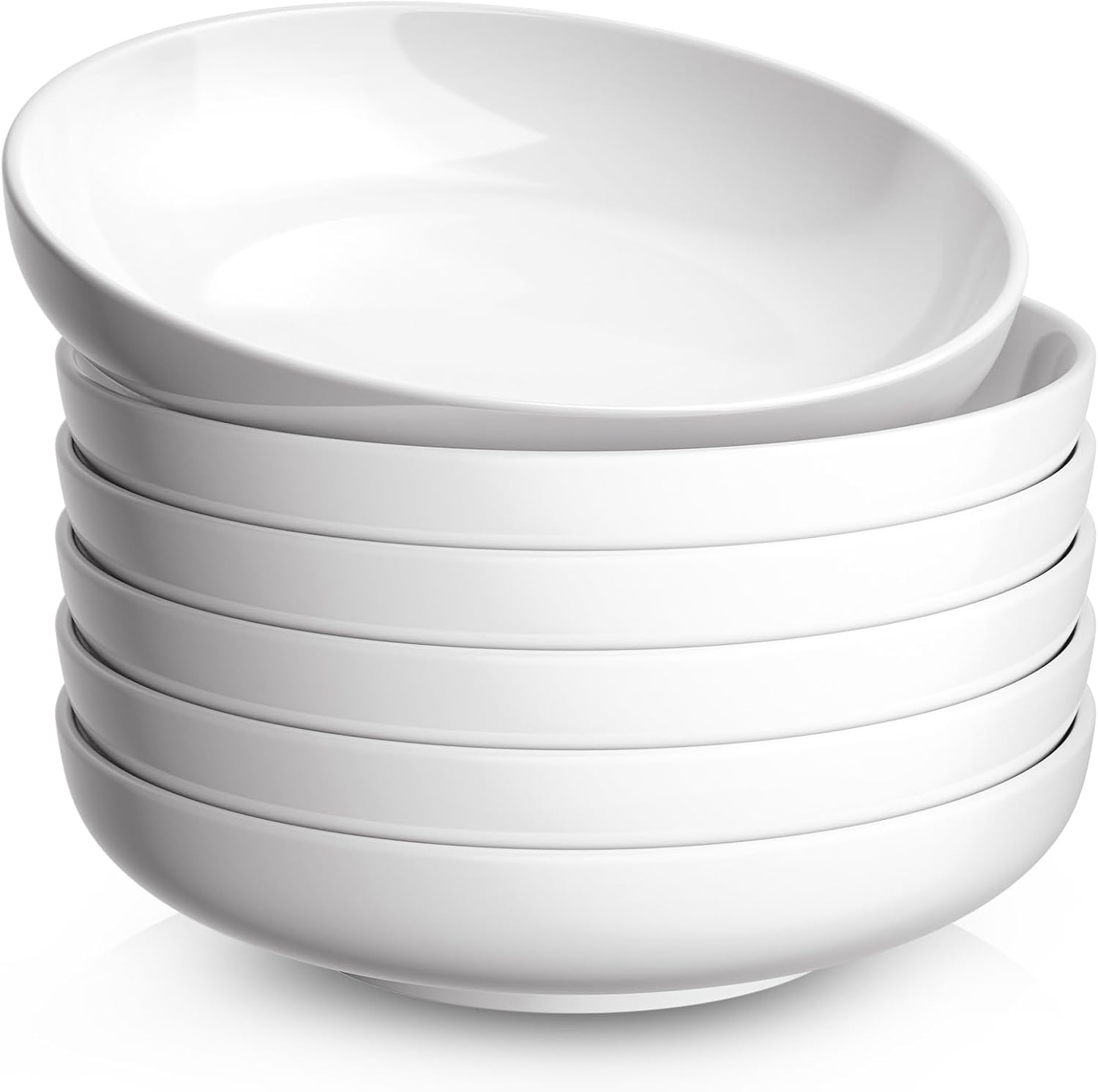 61b34izWdPL._AC_SL1500_.jpg 35oz Pasta Bowls Set of 6, 8.5" Large Salad Bowls Soup Bowl for Kitchen, Microwave & Dishwasher Safe, Porcelain Wide and Shallow Serving Bowl, White Dinner Plates, Dinnerware Set, Gift - Image 1
