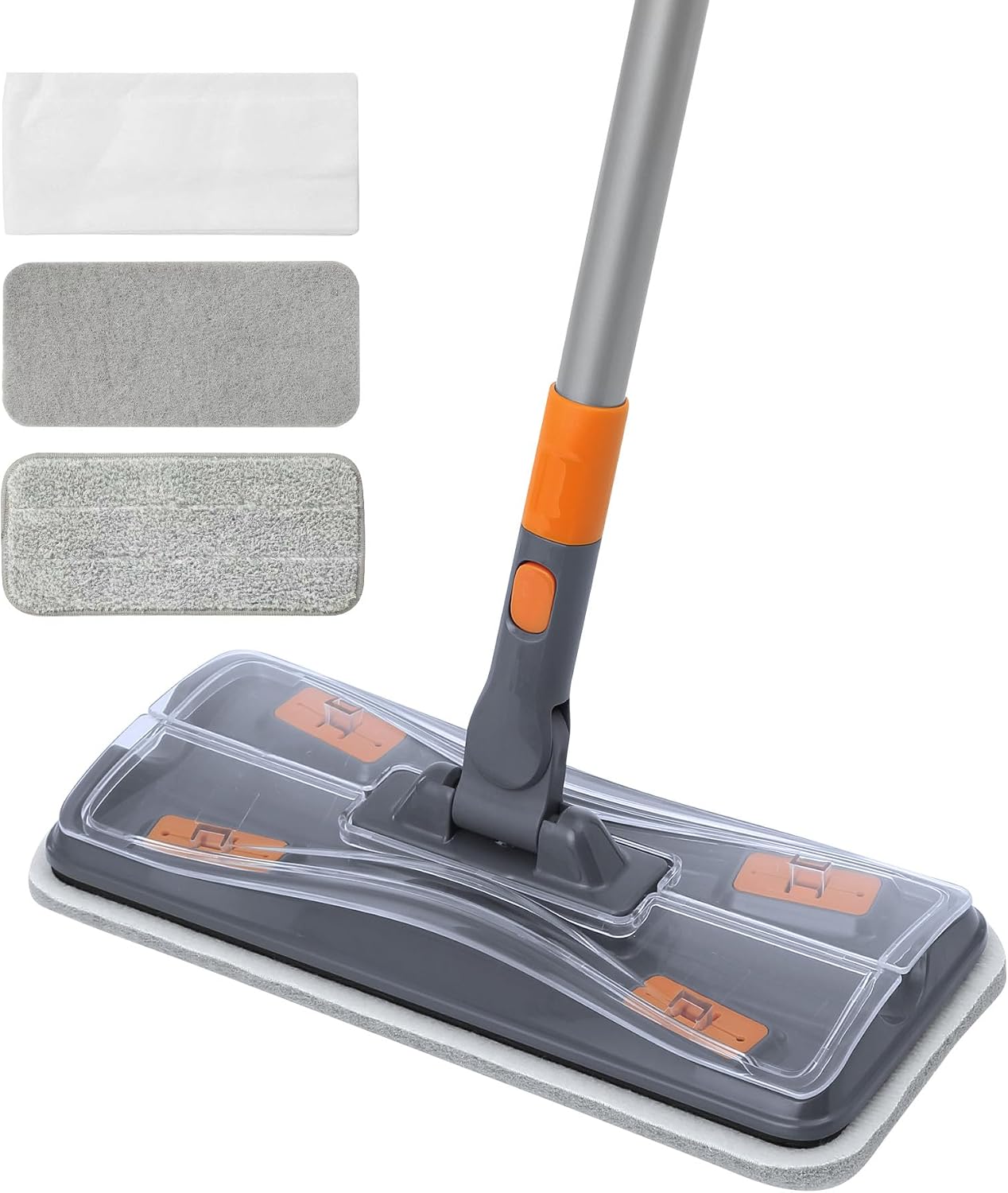 71-LYO6lPpL._AC_SL1500_.jpg Lightweight Flat Mop with 10 Disposable & 1 Washable Pads, Scrubber for Wet/Dry Hardwood Floor Cleaning, Tile Grout Cleaner, Microfiber for Laminate, Pet Hair Dust - Image 1