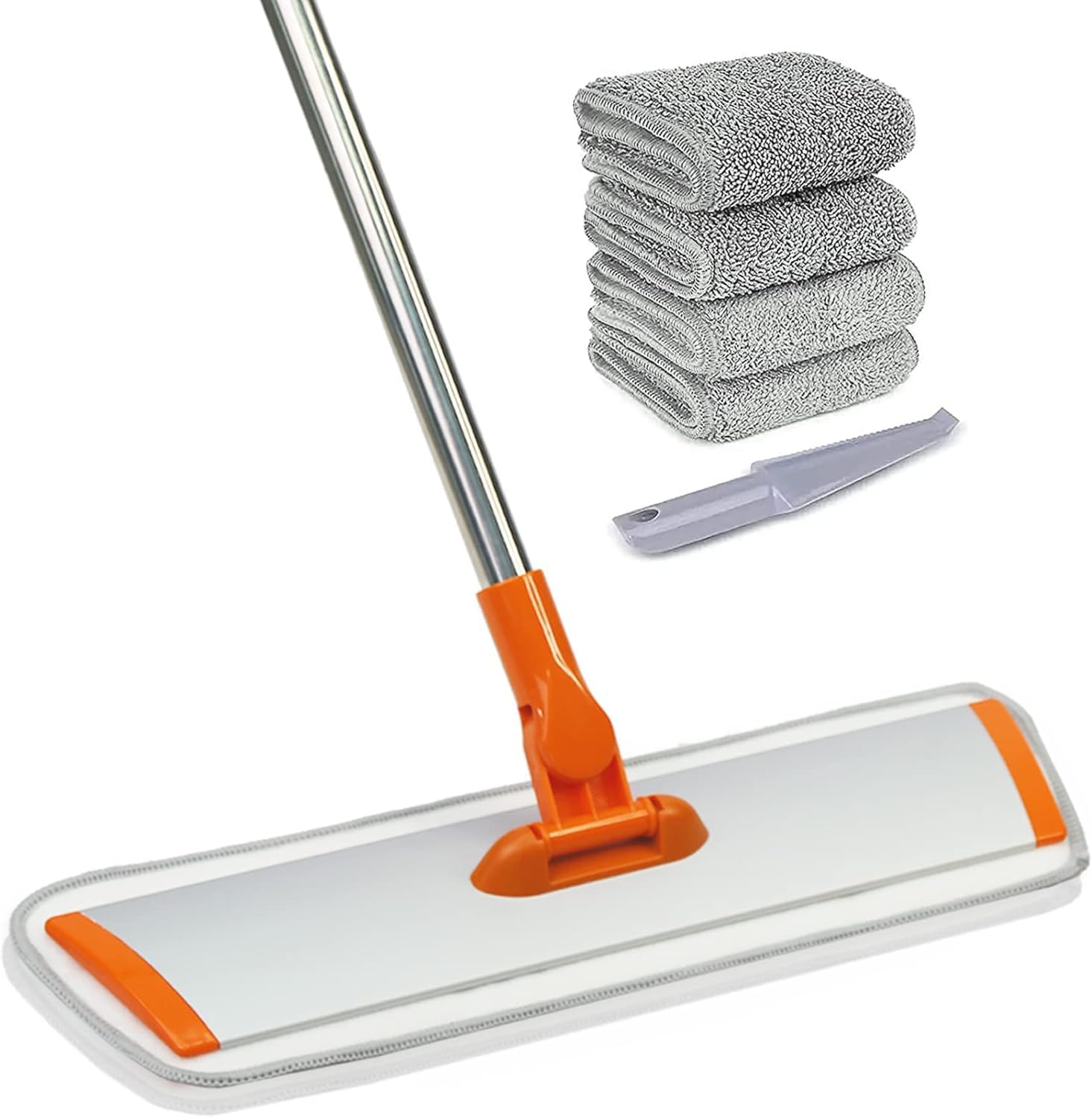 71B41OftFL._AC_SL1500_.jpg 17.5" Microfiber Mop – Floor Flat Mop with 51" Adjustable Stainless Steel Handle, 4 Reusable Pads for Wet & Dry Mopping on Hardwood, Tile, Laminate & Vinyl Floors - Image 1