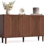 59-Inch Buffet Cabinet Sideboard with Storage, Modern Sideboard Buffet Table with Doors for Living Room, Dining Room (Walnut)