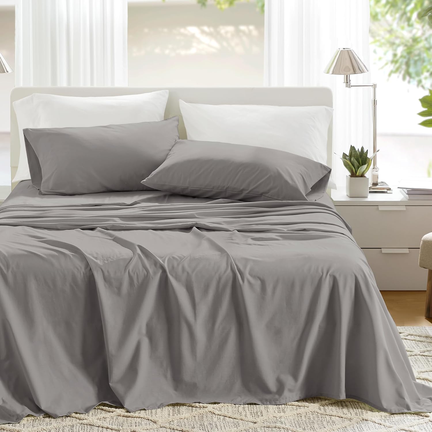 71NsfqmtQ6L._AC_SL1500_.jpg Breathable Cotton 4-Piece Sheet Set With Deep-Pocket Design For Year-Round Use - Image 1
