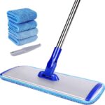 18" Professional Microfiber Mop Floor Cleaning mop, Flat Mop with Stainless Steel Handle,4 Reusable Washable Mop Pads and mop Pads Brush,Microfiber Mop for Hardwood (18" Microfiber Mop)