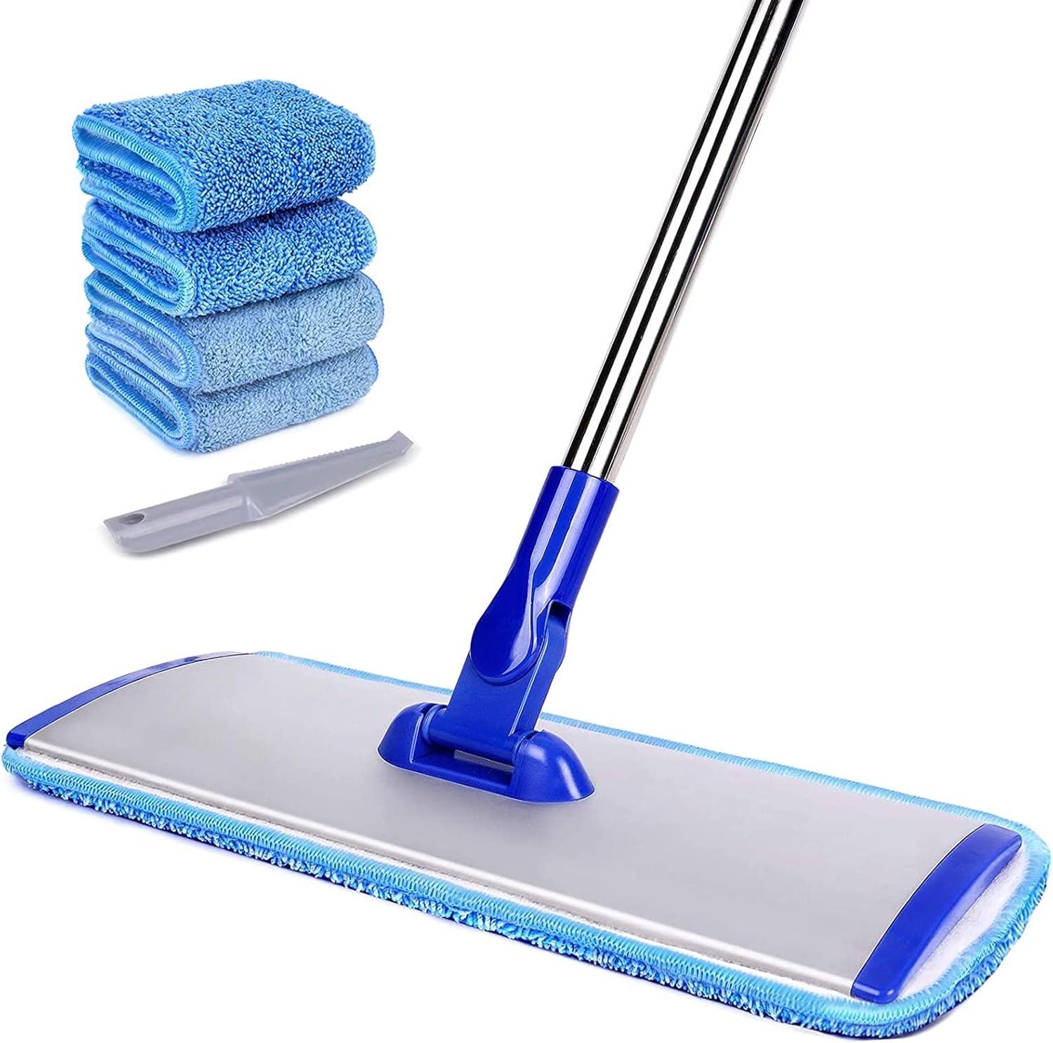 71Pv-I1fMLL._AC_SL1500_.jpg 18" Professional Microfiber Mop Floor Cleaning mop, Flat Mop with Stainless Steel Handle,4 Reusable Washable Mop Pads and mop Pads Brush,Microfiber Mop for Hardwood (18" Microfiber Mop) - Image 1