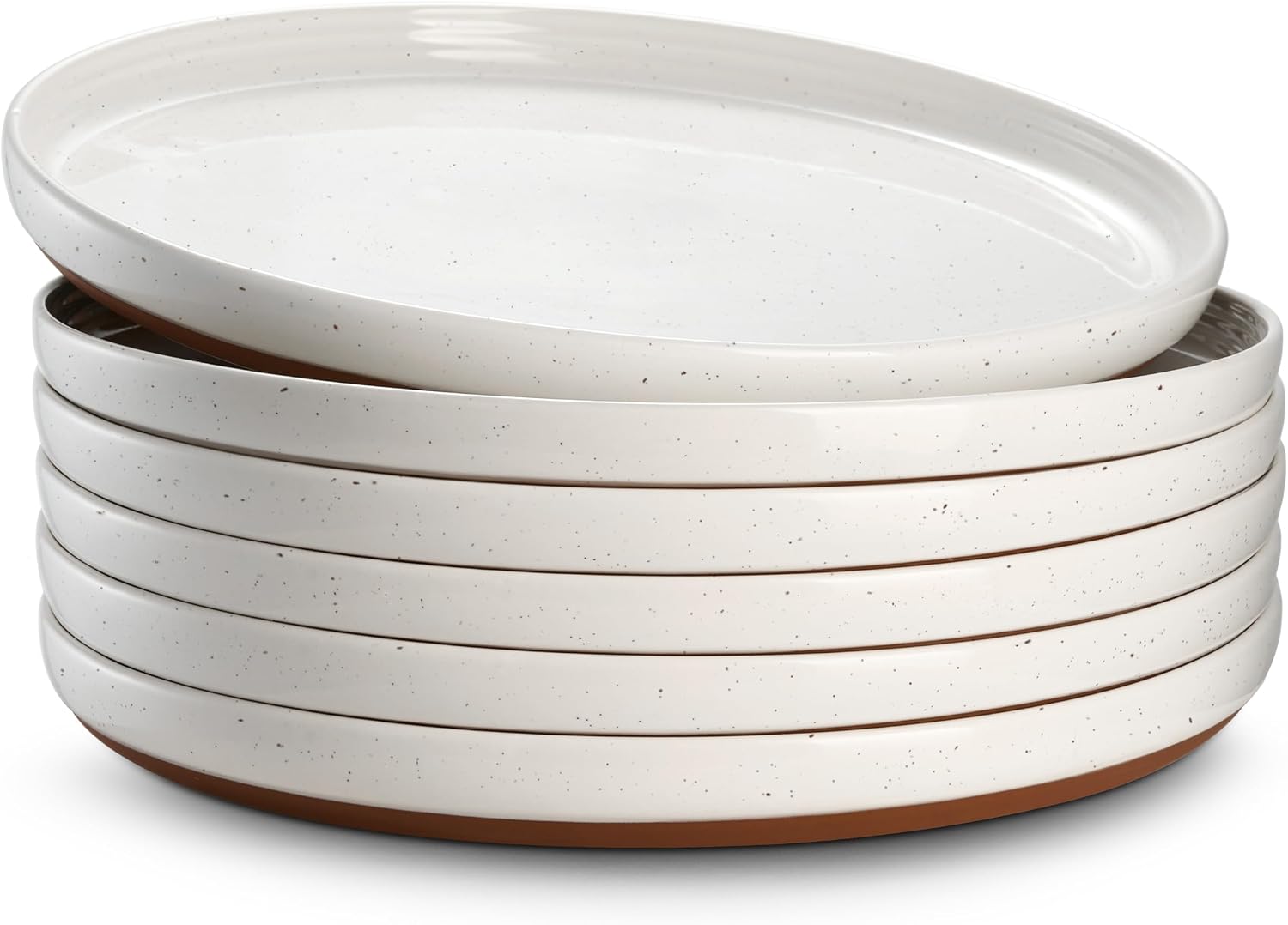 71WHfMd5mL._AC_SL1500_.jpg 10.5" Large Dinner Plates Set of 6, Ceramic Salad Plate, Microwave, Oven & Dishwasher Safe, Moon-White Design Perfect for Party Dessert, Wedding Appetizer, Birthday, Mothers Day Gifts - Image 1