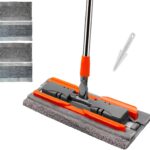 57-inch professional-grade microfiber flat mop with stainless steel telescopic handle and 4 washable cleaning pads, specifically designed for floor cleaning—an essential choice for household cleaning.