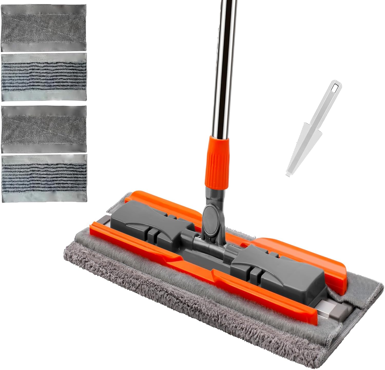 71X6noTdYDL._AC_SL1500_.jpg 57-inch professional-grade microfiber flat mop with stainless steel telescopic handle and 4 washable cleaning pads, specifically designed for floor cleaning—an essential choice for household cleaning. - Image 1