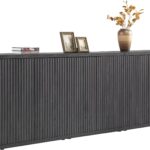 Buffet Cabinet with Storage Accent Sideboard Modern Credenza with Doors & Shelves Fluted Media Console Mid Century Coffee Bar Table for Living Room Kitchen Dining Room Hallway(3PCS)