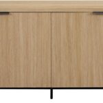 Fluted 4-Door Kitchen Sideboard Buffet Console, 69 Inch, Coastal Oak