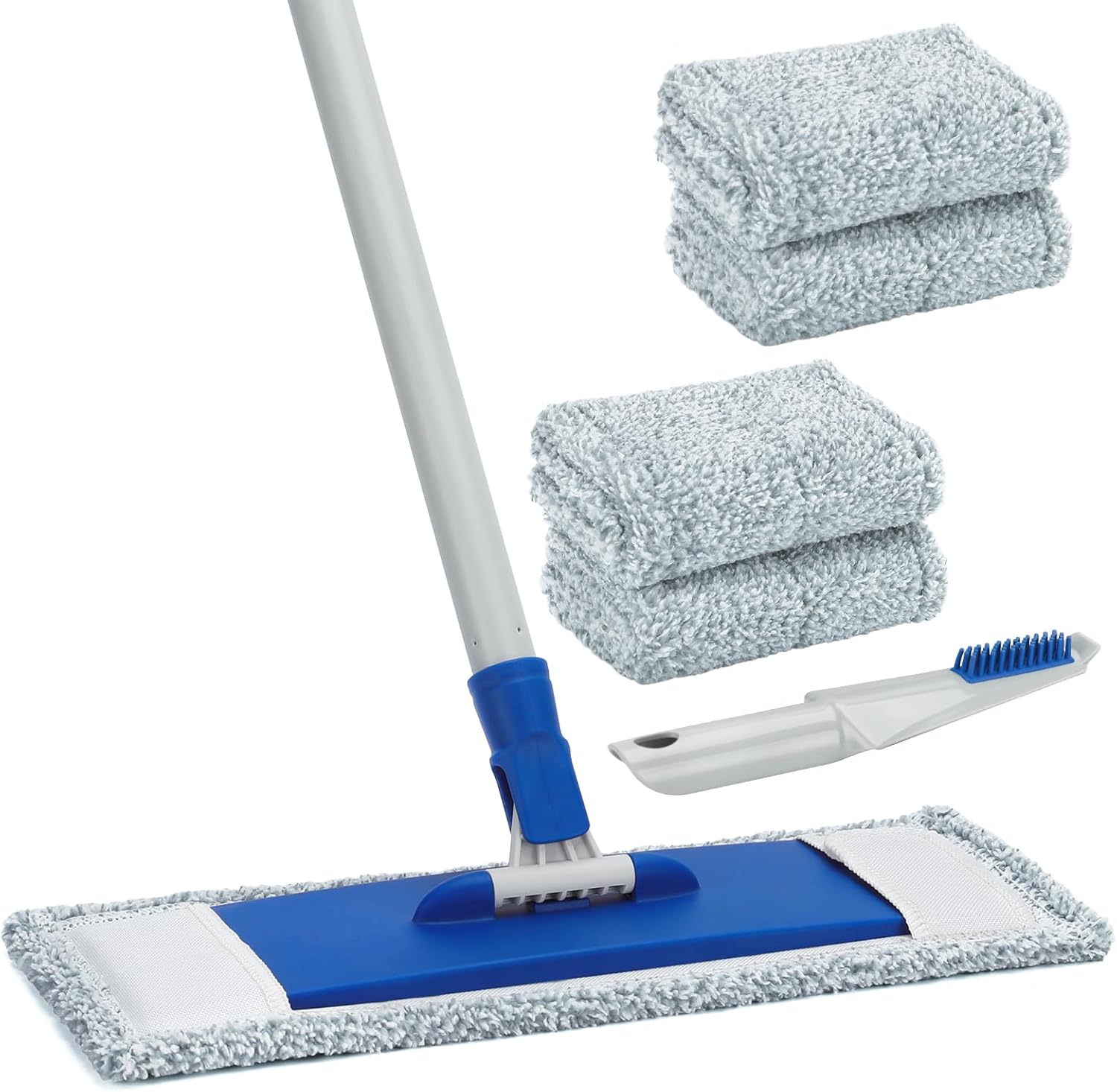 71v1fq7s5CL._AC_SL1500_.jpg Mops for Floor Cleaning Microfiber Flat Mop with 4 Washable Mop Pads 57" Long Handle Wet Dry Mops for Hardwood Laminate Wall Vinyl Tile Floor Cleaning - Image 1