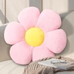17.7 Inch Pink Flower Pillow – Daisy Shaped Cute Decorative Throw Pillow, Soft Floral Seating Cushion Floor Pillows for Sofa, Bed, Chair & Room Home Decorative Pillows Gifts