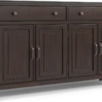 SOLID WOOD 67 inch Wide Traditional Large Sideboard Buffet Storage Cabinet in Dark Chestnut Brown for the Living Room, Entryway and Family Room
