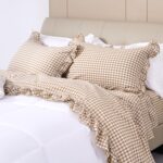 Soft, Breathable Cotton Sheet With Checkerboard Pattern And Linen-Like Texture