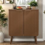 Buffet Cabinet, Sideboard Fluted Cabinet Modern Kitchen Buffet Storage Cabinets with Doors and Shelves, Wood Farmhouse Coffee Bar Station for Entryway & Dining Room & Living Room, Walnut