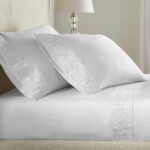 Embroidered Cotton 4-Piece Sheet Set Featuring Scrolling Vine Patterns