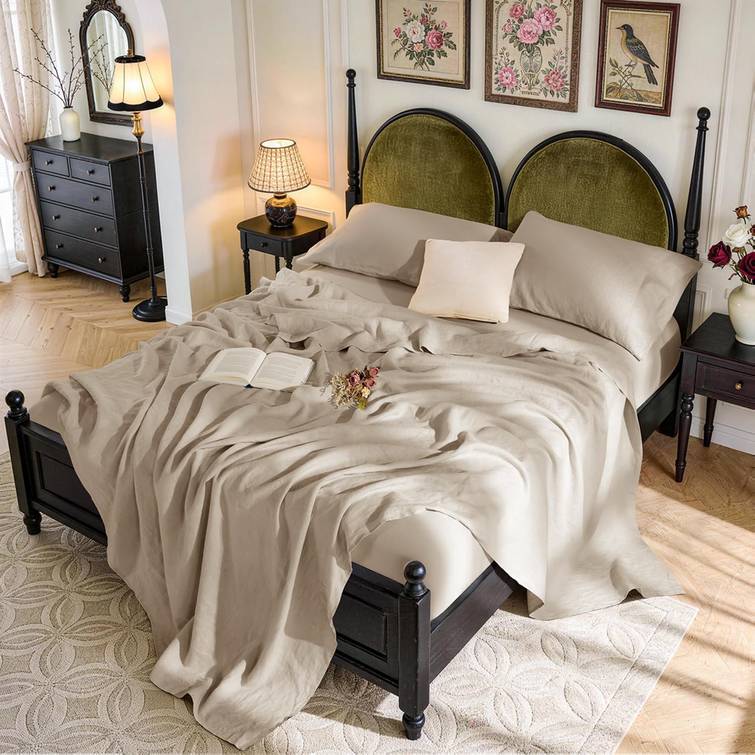 81sq4GKxF8L._AC_SL1500_.jpg Cool, Breathable, Tear-Resistant, And Durable Cotton-Linen Sheet - Image 1