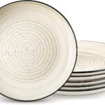 Dinner Plates Set of 6, 10.5 Inch Ceramic Dinner Pasta Plates,Large Dinnerware Plate for Kitchen, Microwave & Dishwasher Safe Serving Bowls, Beige