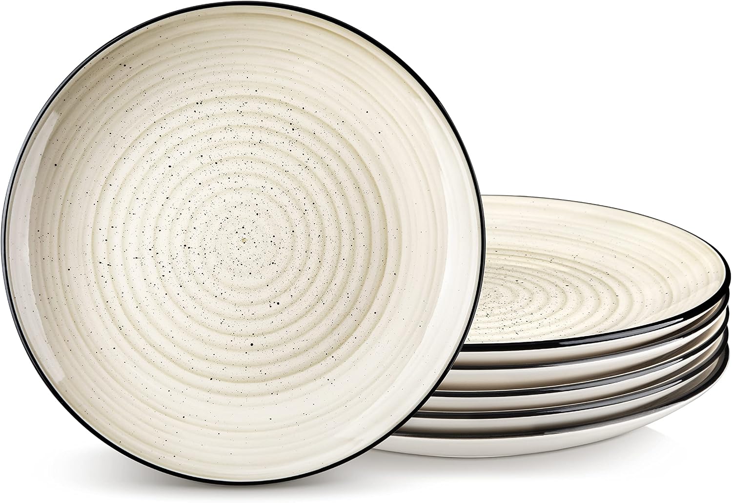 81yYQ-zH3QL._AC_SL1500_.jpg Dinner Plates Set of 6, 10.5 Inch Ceramic Dinner Pasta Plates,Large Dinnerware Plate for Kitchen, Microwave & Dishwasher Safe Serving Bowls, Beige - Image 1