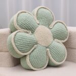 Sage Green Decorative Throw Pillows Flower Daisy Shaped Pillow 16" Soft Floor Cushion for Couch Bed Chair Girls Room Bedroom Decor Aesthetic (1, Sage Green, 16 Inch)